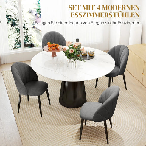 NORDIN Esszimmerstuhl 4er Set in Samtoptik Küchenstuhl mit Samtoptik