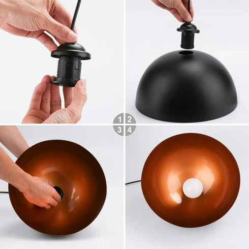 2 Stück Hem LED Pendelleuchte Metall Schwarz-Gold Hängelampe