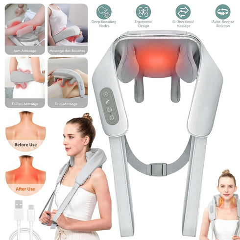 Kabelloses Nackenmassagegerät mit Wärme & 3D-Kneten | RelaxNeck
