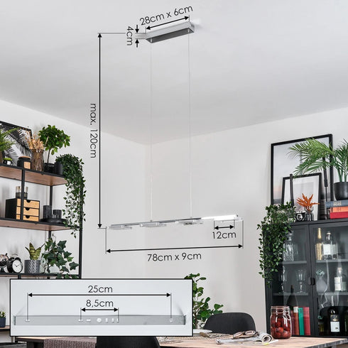 Rune LED Pendelleuchte Metall Silber Größe 78 cm Hängelampe