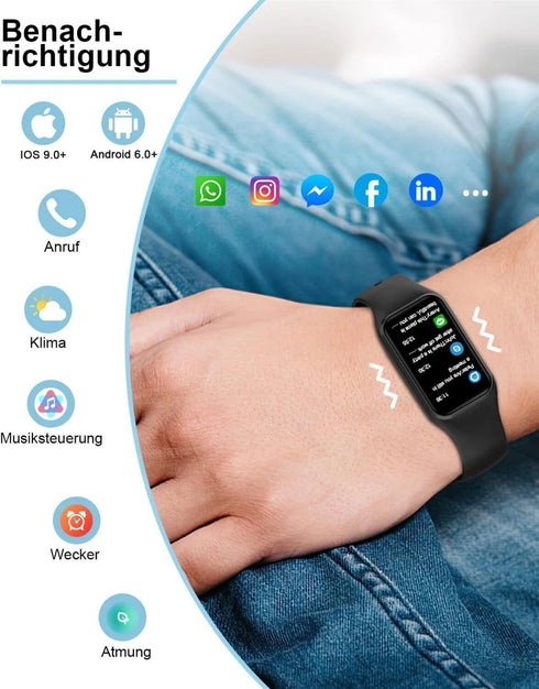 MindPulse Bluetooth Smartwatch Unisex Fitness Tracker Armbanduhr