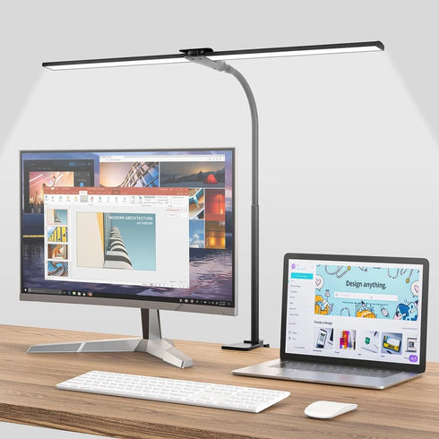 Doppelkopf LED Schreibtisch Tischlampe Dimmbar Leselampe