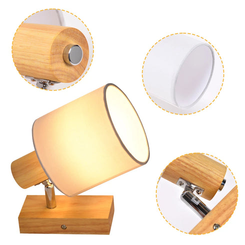 Axel LED Pendelleuchte Holz Stoff Wandstrahler Deckenlampe