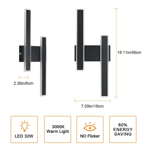 Alina LED-Wandleuchte, 2er-Set Schwarzes Nachtlicht | Shiraki