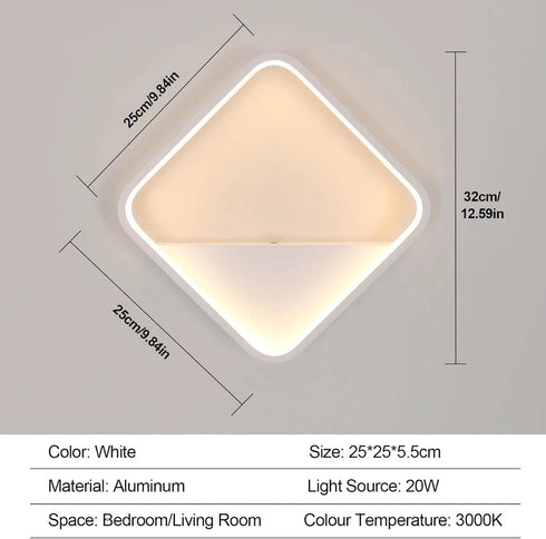 Valeria LED Wandleuchte Quadratisch 20W | Shiraki
