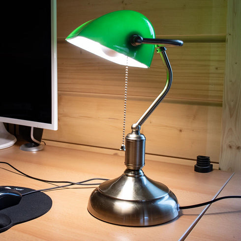 Thalia Bankerlampe Tischlampe Vintage E27 Retro Grün | Shiraki