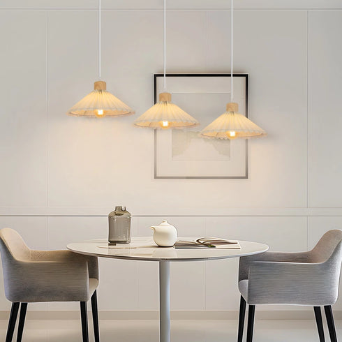 Malm E27 Pendelleuchte Holz & Stoff Esstisch Hängeleuchte