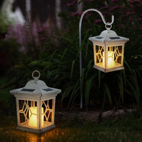 Helena Solar LED Laterne mit Flackerlicht weiß 31cm | Shiraki