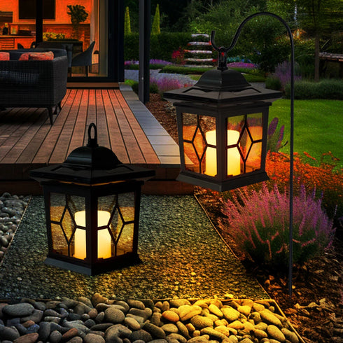 Senni Solarleuchte Garten LED Flackerlicht Erdspießlampe schwarz | Shiraki