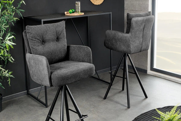 EDVIN Barhocker Samt 360° drehbar mit Armlehnen