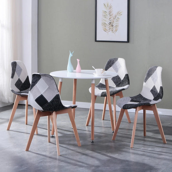 FREDRIK Esszimmerstuhl Set mit 4 Patchwork aus Holz