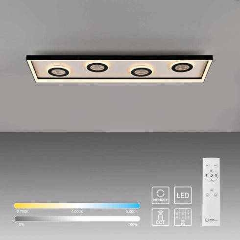Elowen LED Deckenlampe Tunneleffekt schwarz CCT Rechteckig | Shiraki