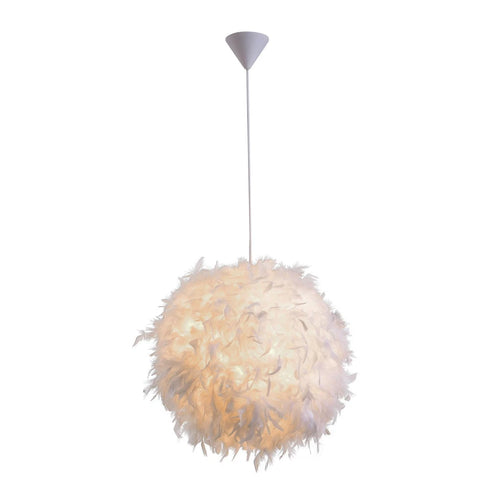 VelaLum Pendelleuchte rund Entenfeder weiß Ø40 cm E27 | Shiraki