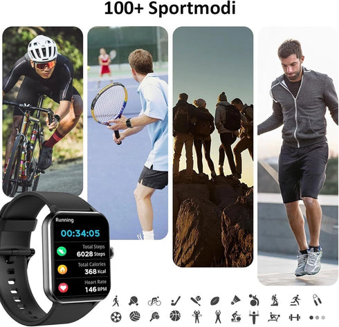 PulseLife Smartwatch für Damen und Herren mit Telefonfunktion Fitness-Tracker und Schrittzähler