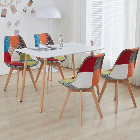 SVEIN Esszimmerstuhl 2er Set Patchwork Massivholz