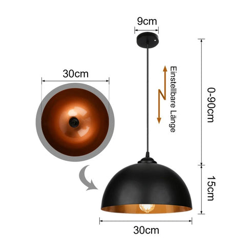 2 Stück Hem LED Pendelleuchte Metall Schwarz-Gold Hängelampe