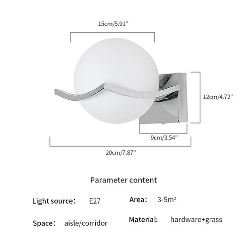 Amelie LED Wandleuchte Glaskugel E27 | Shiraki