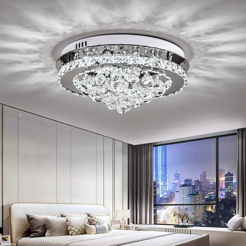 Elsa LED Deckenleuchte rund 36 W Kristall silber | Shiraki