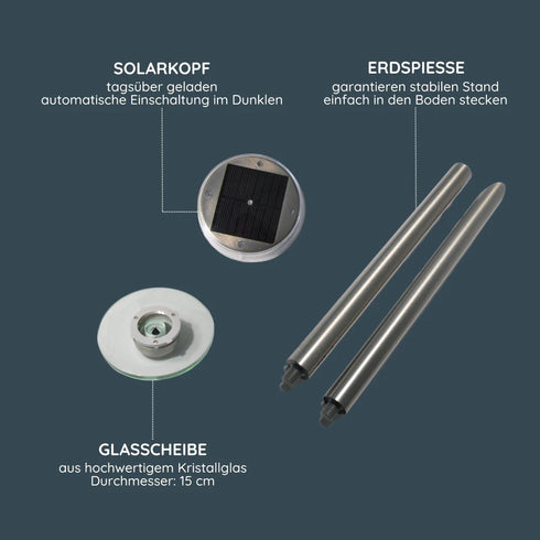 VelaLum Solar LED Gartenleuchte Edelstahl 50 cm | Shiraki