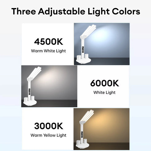 Astrid LED Schreibtischlampe Doppelkopf dimmbar USB | Shiraki