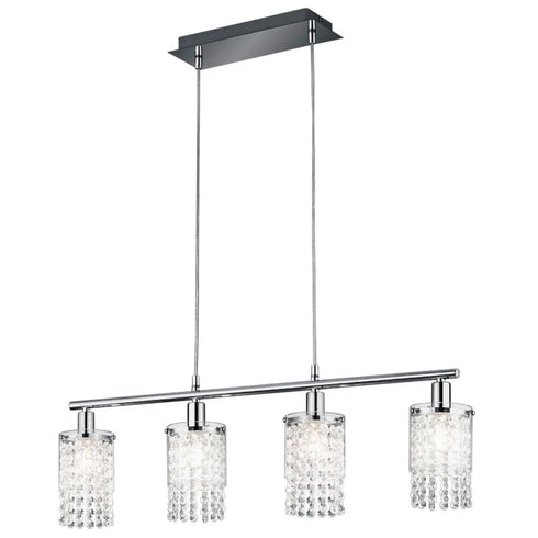 Lara LED Pendelleuchte 4-Flammen Kristall Chrom E14 Hängelampe | Shiraki