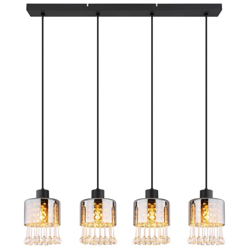 Linnea Luxus Pendelleuchte 4-flammig Glas & Metall | Shiraki