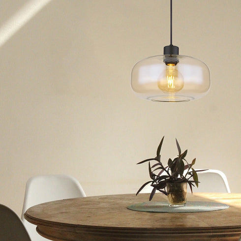 Oskar LED Pendelleuchte Rauchglas Amber E27 | Shiraki