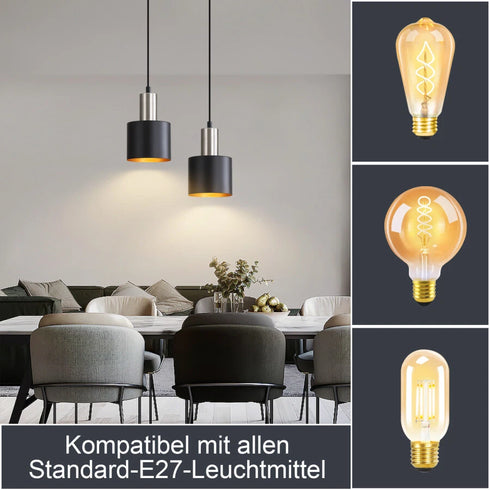 Svend LED Pendelleuchte Schwarz Metall 5-flammig Hängelampe