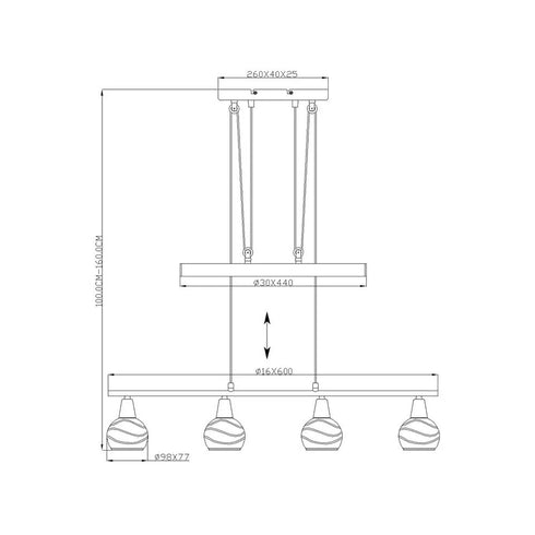 Frej Pendelleuchte Hängelampe 4 flammig LED Esstischlampe