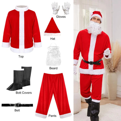 7-teiliges Weihnachtsmann-Kostüm XXL – Deluxe Santa Claus Set für Erwachsene