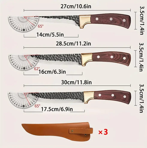 Ryota Damaskus Küchenmesser-Set aus Edelstahl | Shiraki