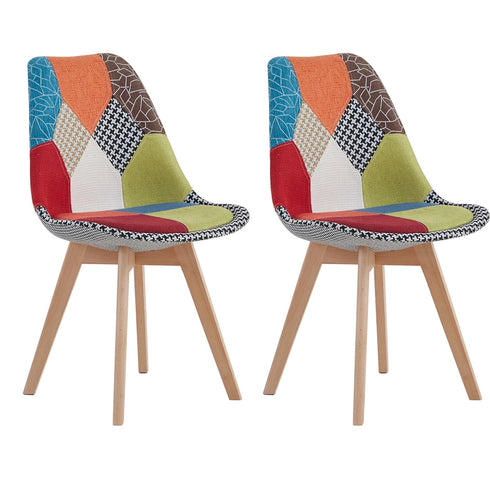 SVEIN Esszimmerstuhl 2er Set Patchwork Massivholz