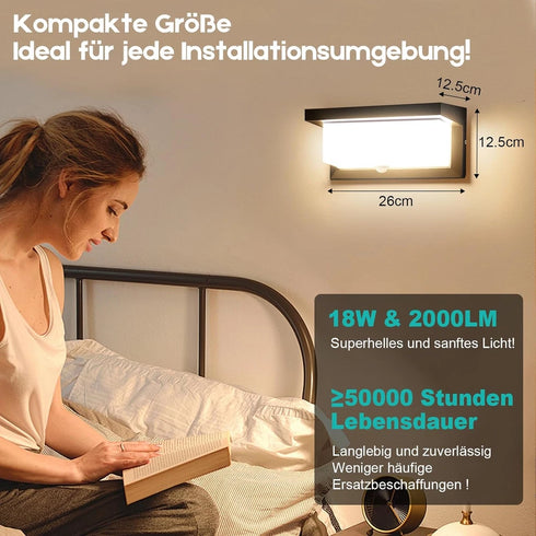 Nora LED Außenwandleuchte Bewegungsmelder 18W | Shiraki