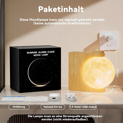 3D Mondlicht Lichtwecker Sanftes Aufwachen und Nachtlicht