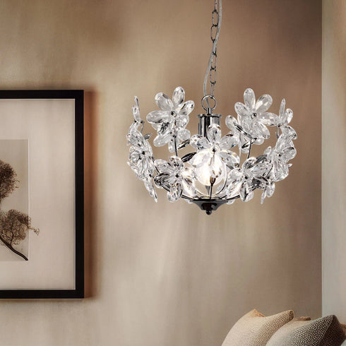 Eira Kristall-Pendelleuchte LED Blüten Acryl Chrom | Shiraki