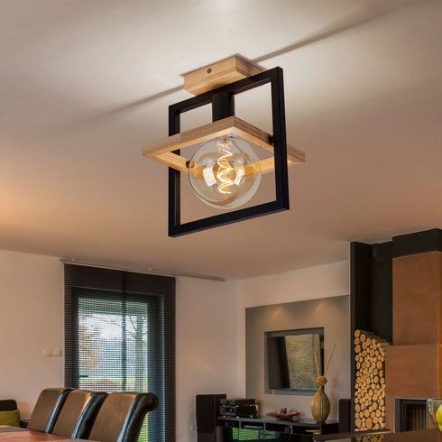 Sven Deckenleuchte E27 Holzoptik | Shiraki