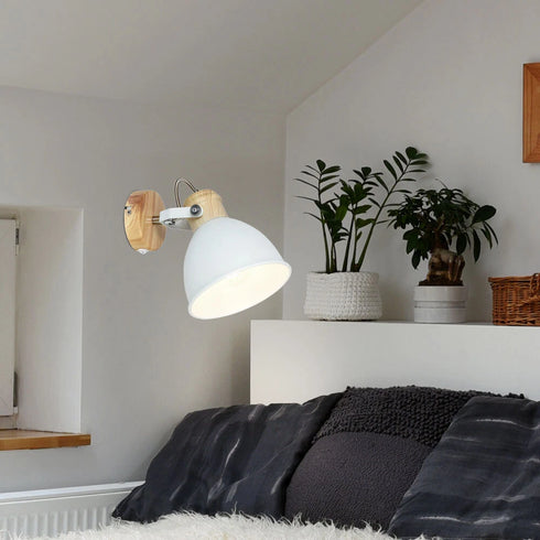 Eulalie Wandleuchte beweglich E27 Holzoptik | Shiraki