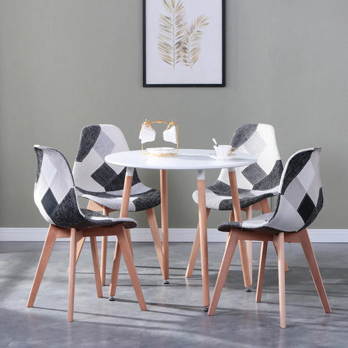 FREDRIK Esszimmerstuhl Set mit 4 Patchwork aus Holz