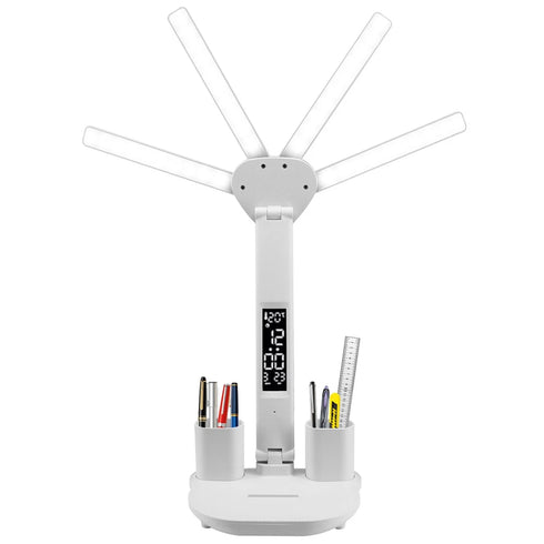 Astrid LED Schreibtischlampe Doppelkopf dimmbar USB | Shiraki