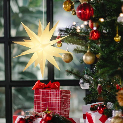 3D leuchtender Stern – Warmweißer beleuchteter Weihnachtsstern Weihnachtsdekor