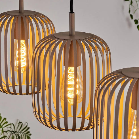 Alva LED Pendelleuchte länglich E27 Metall sandfarben | Shiraki