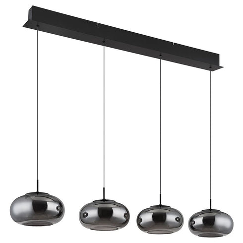 Bris LED-Pendelleuchte Rauchglas-Küchenlampe 4 Flammen