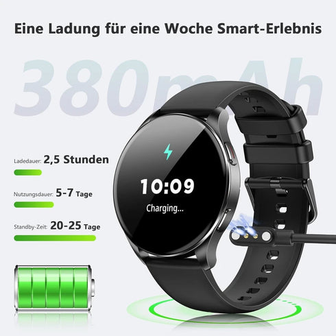 PulseX Herren Bluetooth Smartwatch mit Herzfrequenzmonitor Fitnessuhr