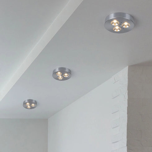 Sophia LED-Deckenleuchte Einbauleuchte 3er-Set Gebürstetes Metall | Shiraki