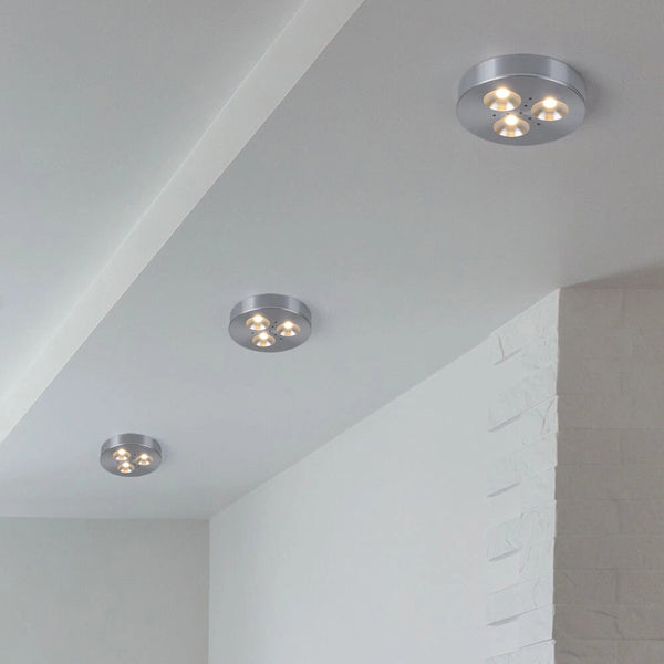 Sophia LED-Deckenleuchte Einbauleuchte 3er-Set Gebürstetes Metall | Shiraki