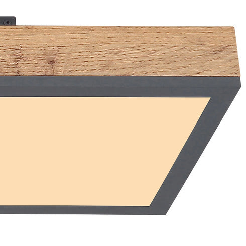 Maud LED Deckenleuchte Holzoptik 80 cm rechteckig weiß opal | Shiraki