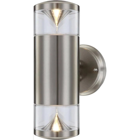 VelaLum LED Außenwandleuchte 2-flammig Silber IP44 | Shiraki
