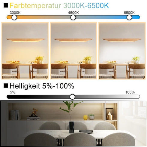 Rune LED Pendelleuchte Holz Dimmbar Hängelampe Höhenverstellbar