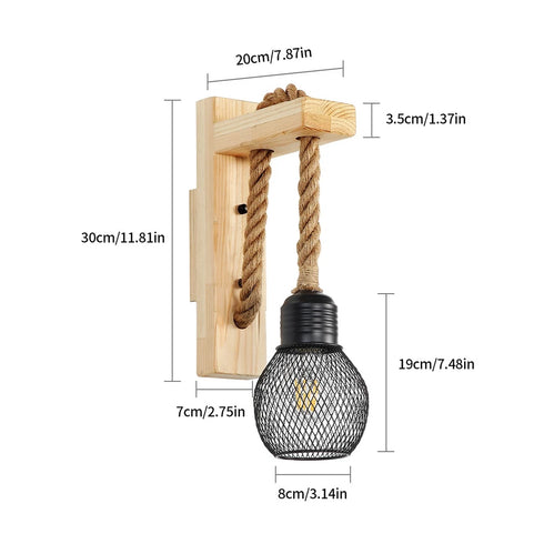 Fabiola 2 Stück Retro Wandleuchte Holz E27 Industrie | Shiraki