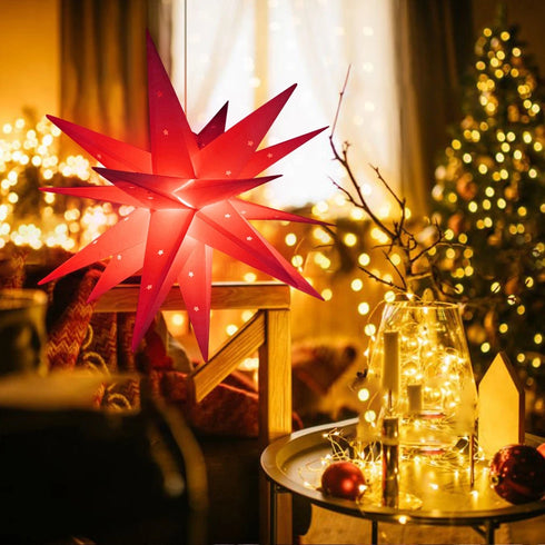 3D leuchtender Stern – Warmweißer beleuchteter Weihnachtsstern Weihnachtsdekor